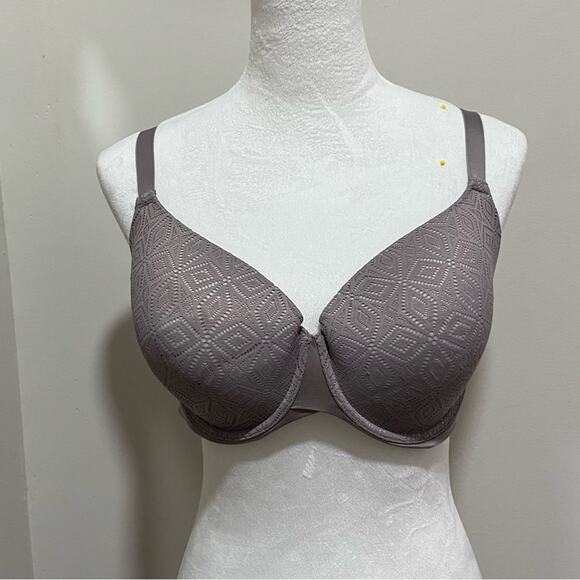 Auden Gray Full-Coverage Underwire Bra with Floral Pattern Size 38DD - Picture 1 of 6